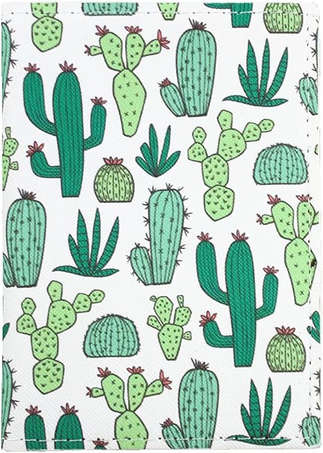 Cute Cactus Passport Holder – Slim Waterproof PU Leather Travel Wallet Organizer for Passport, Boarding Pass, Vaccine Card & Credit Cards