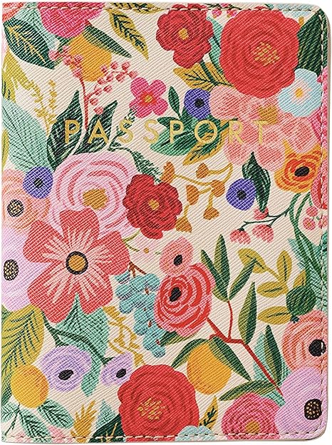 Floral Passport Holder, Elegant Foil Stamped Travel Wallet, Slim and Lightweight Passport Cover (5.5×4.25 inches)